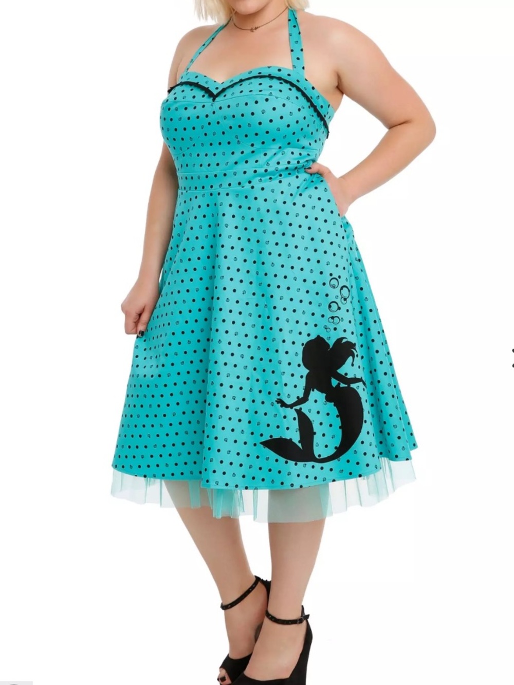 Torrid Disney Ariel Shell Dot Sweetheart Halter Dress Plus Size 12 Disney adult